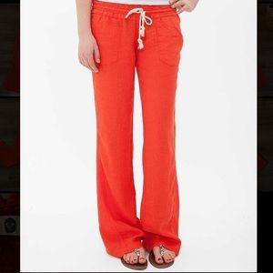 Roxy red linen pants with string